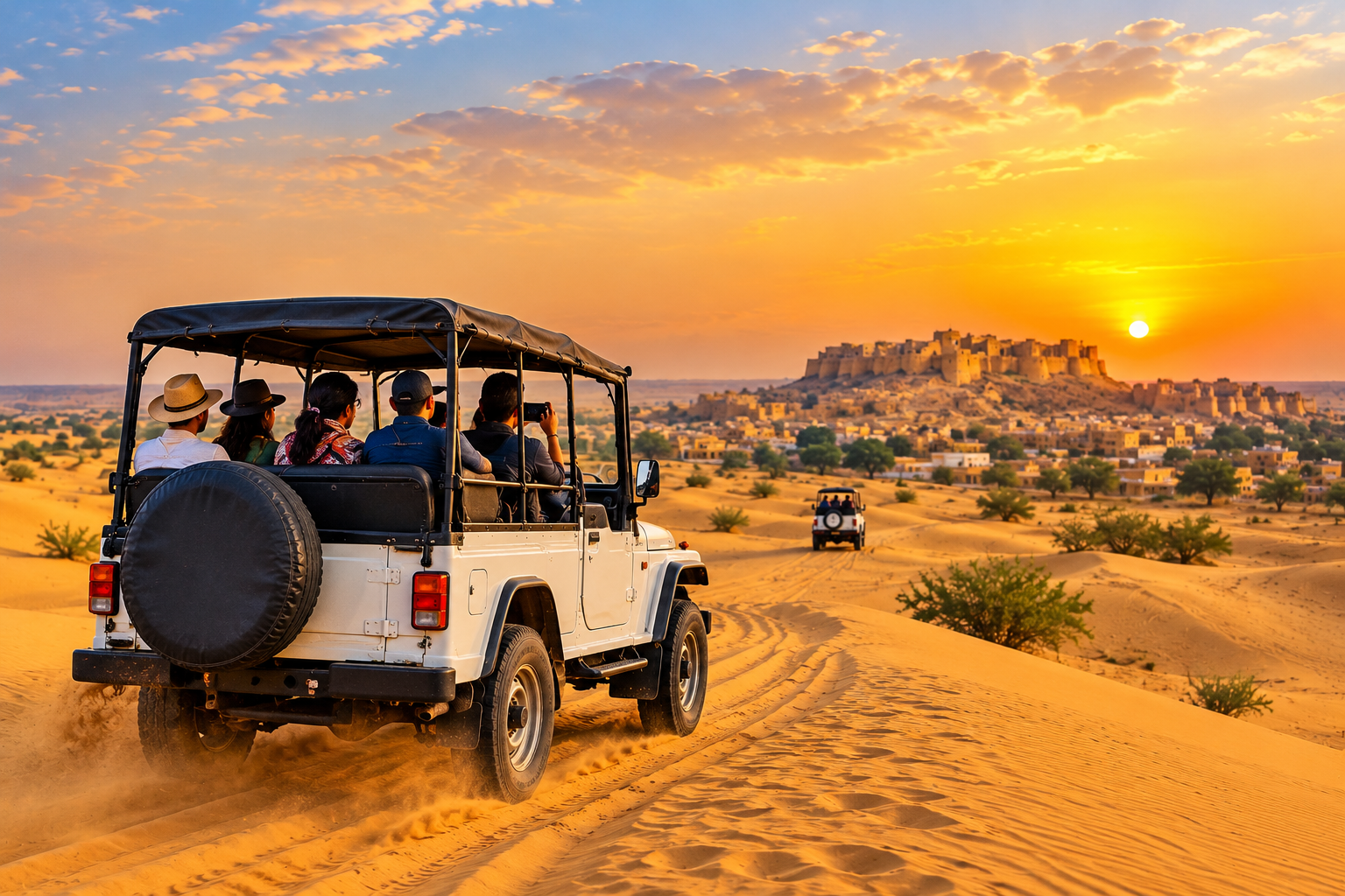 Jaisalmer: Jeep Safari, Camel Ride, Dinner and Folk Dance